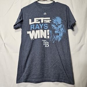 Majestic small let the Rays win! Sport tshirt baseball Tampa Bay Devil Rays